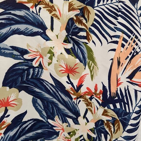 Rose & Olive White Blue Floral Tank Top Women L Zipper Closure Polyester - Picture 3 of 5